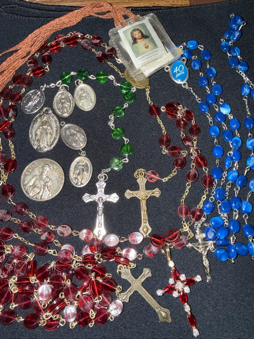 Rosary Beads Religious Saint Jesus prayers medals vintage Catholic